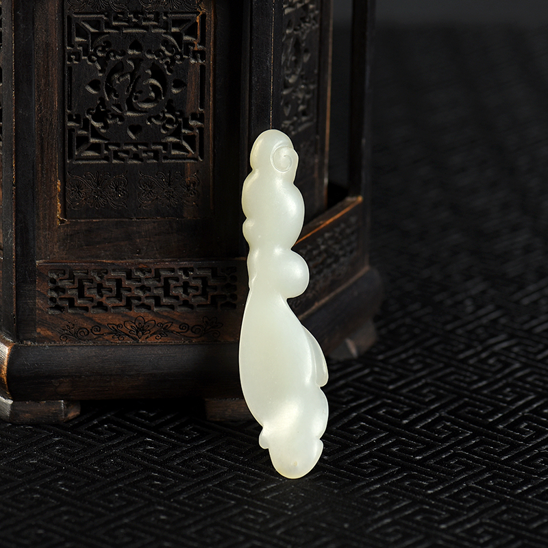 新疆天然和田白玉仙鹤吊坠-红掌柜