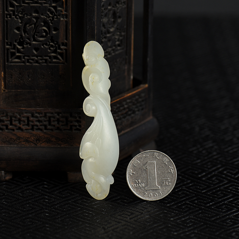 籽料和田白玉仙鹤吊坠-红掌柜