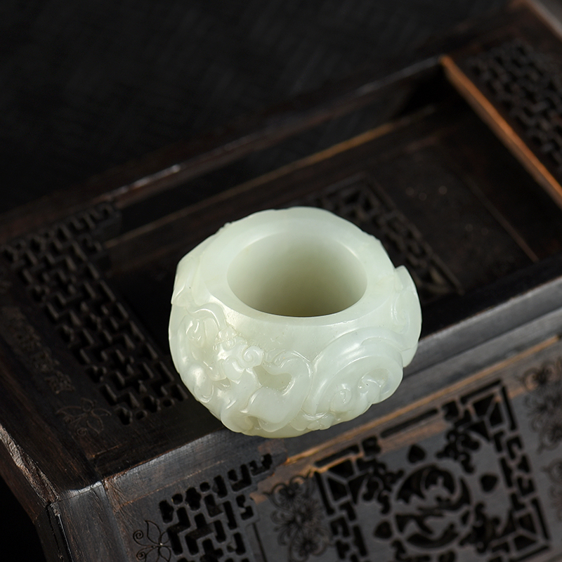 新疆天然籽料和田白玉扳指-红掌柜