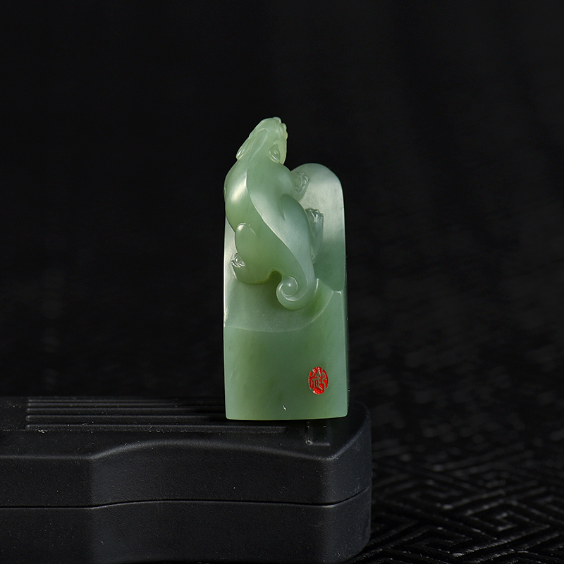 新疆天然籽料和田青玉貔貅印章-红掌柜