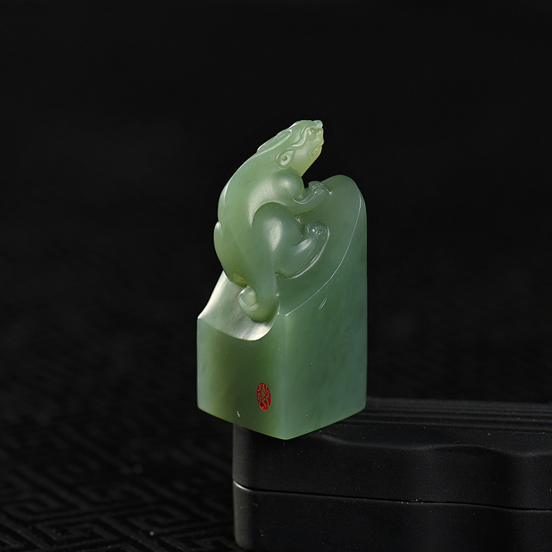 新疆籽料和田青玉貔貅印章-红掌柜