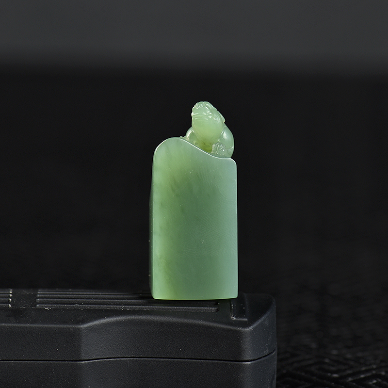 新疆天然和田青玉貔貅印章-红掌柜