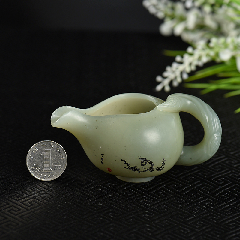 和田青白玉喜上眉梢茶壶-红掌柜