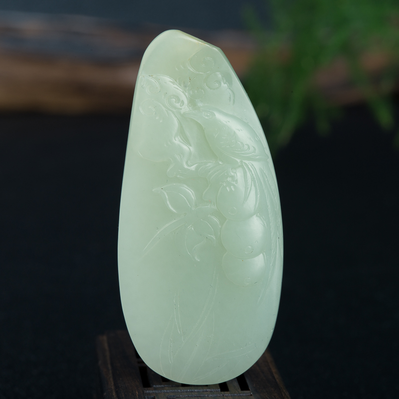 和田玉喜上枝头吊坠-红掌柜