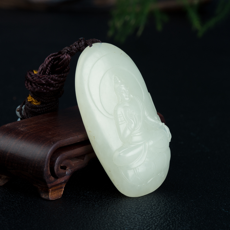 天然和田白玉阿弥陀佛吊坠-红掌柜