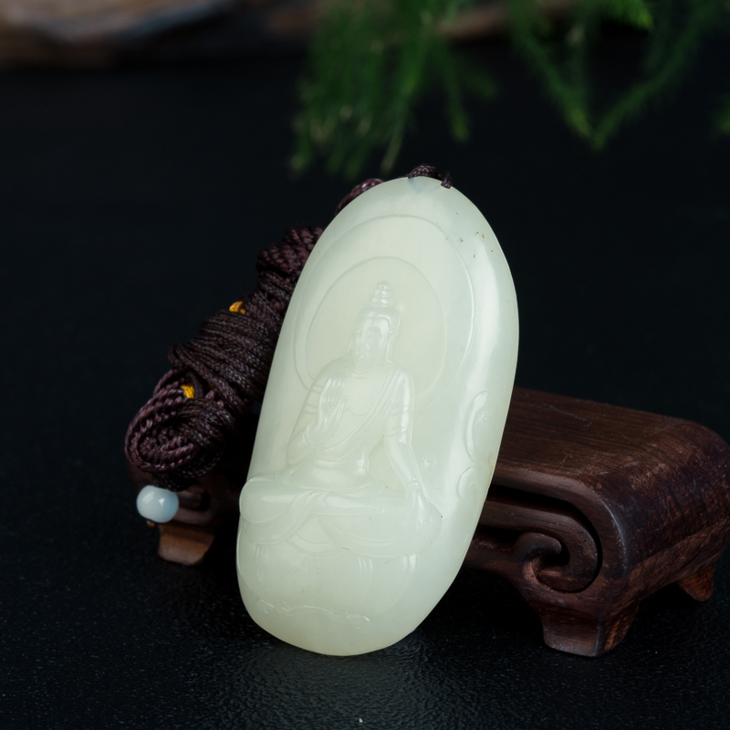 天然新疆籽料和田白玉吊坠-红掌柜