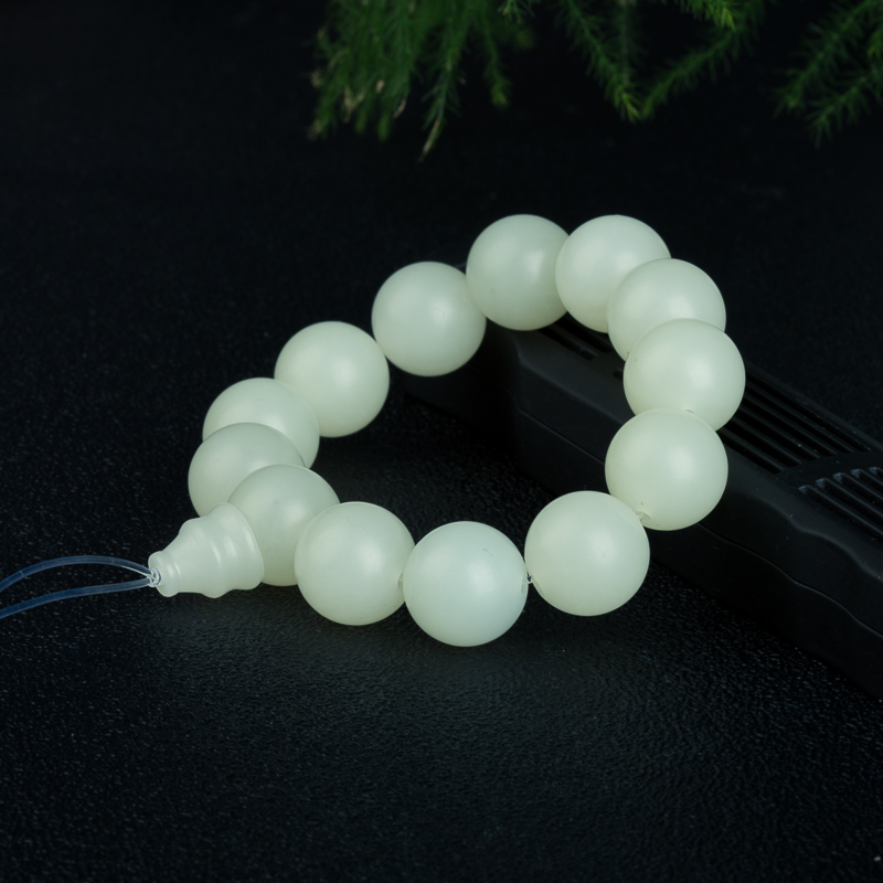 籽料和田青白玉单圈手串-红掌柜