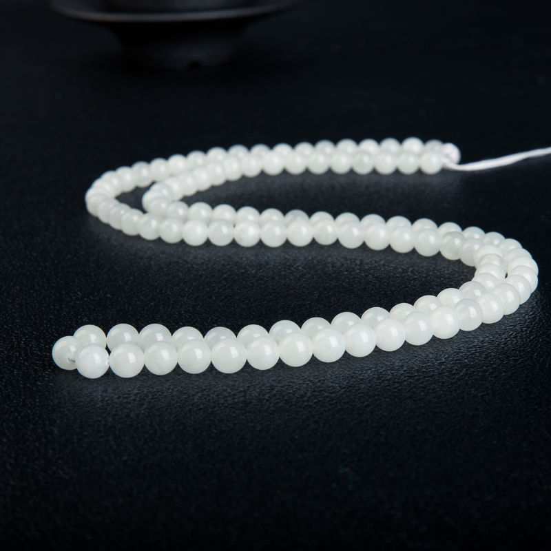 6.7mm山料天然和田白玉108佛珠-红掌柜