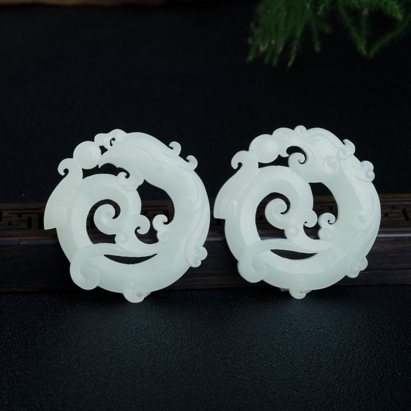 和田玉龙凤呈祥套装-红掌柜