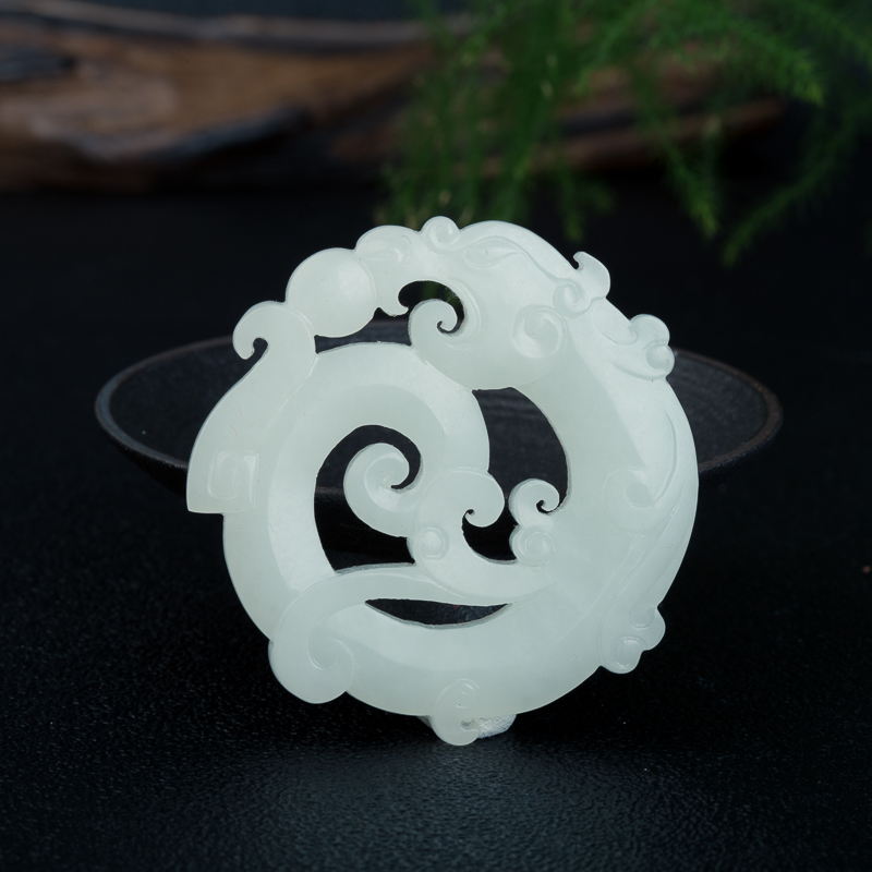 天然和田白玉龙凤呈祥套装-红掌柜