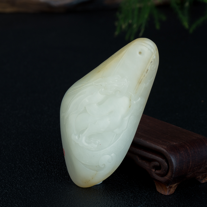 天然俄罗斯山料和田白玉手把件-红掌柜