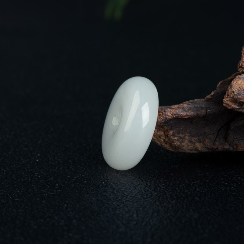 天然山料和田白玉平安扣吊坠-红掌柜