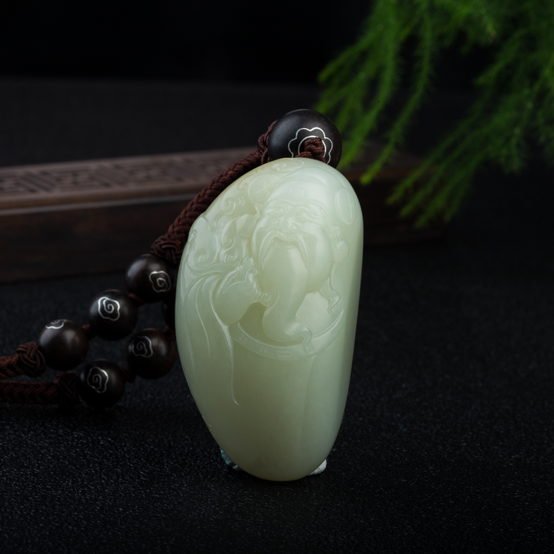 籽料和田白玉财神吊坠-红掌柜