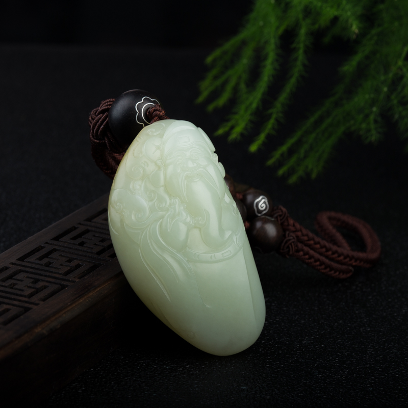 和田白玉财神吊坠-红掌柜