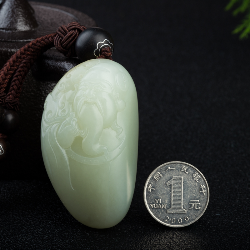 新疆天然和田玉财神吊坠-红掌柜