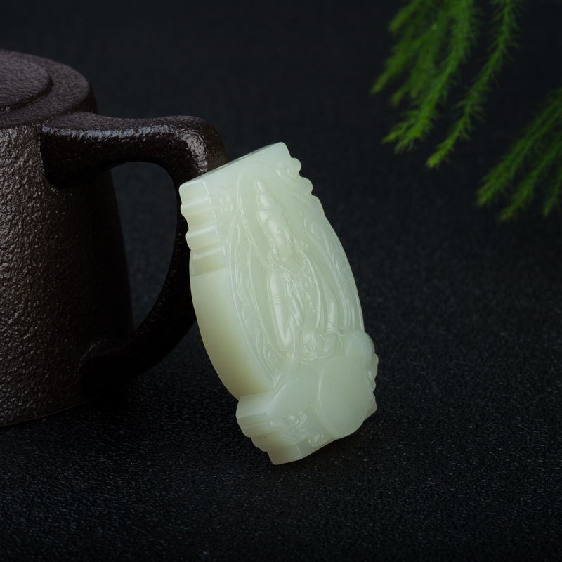 和田青白玉大日如来吊坠-红掌柜