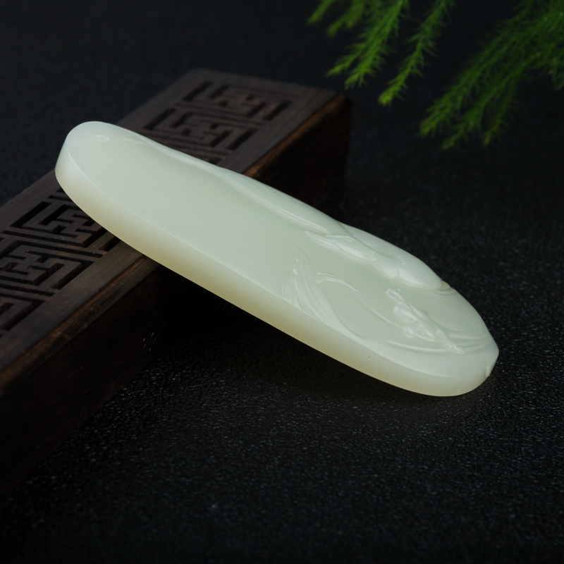 天然和田白玉鸳鸯送福吊坠-红掌柜