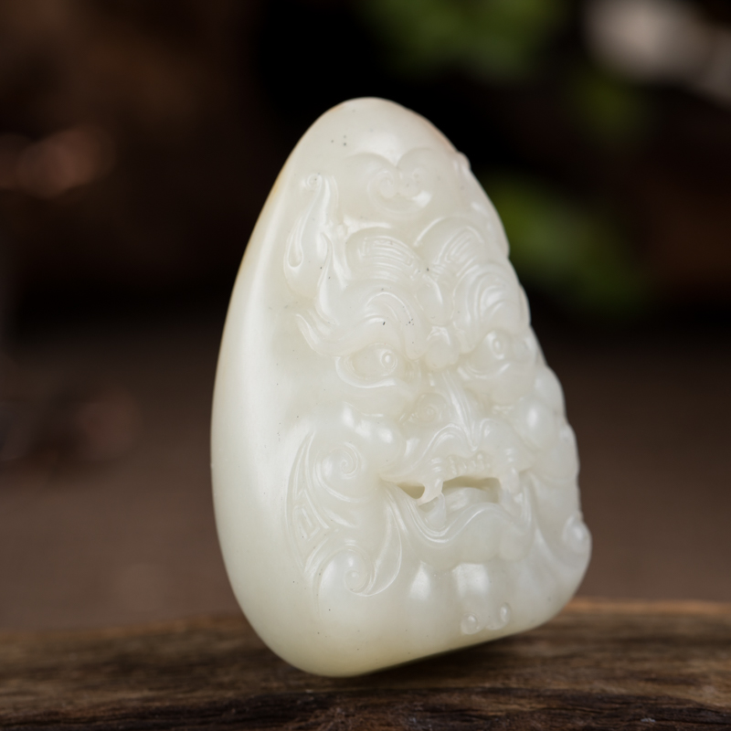 天然新疆籽料和田白玉手把件-红掌柜