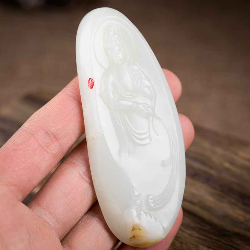 新疆天然籽料和田玉菩萨现身吊坠-红掌柜