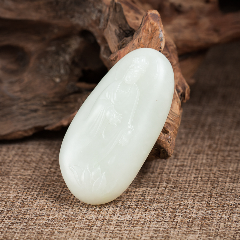 籽料和田玉观音吊坠-红掌柜