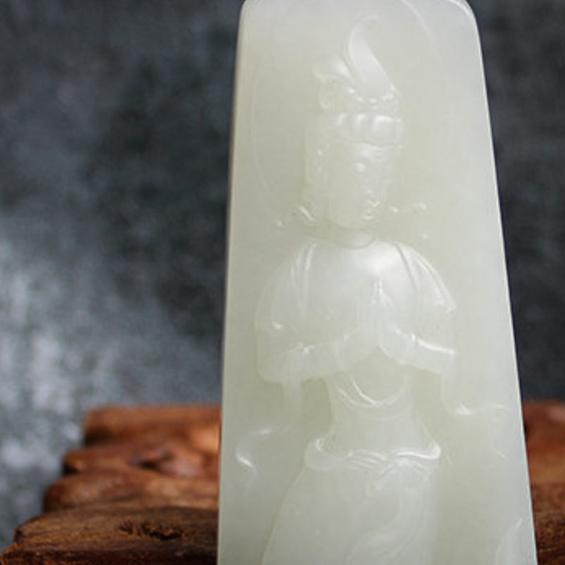 和田玉观音挂坠-红掌柜