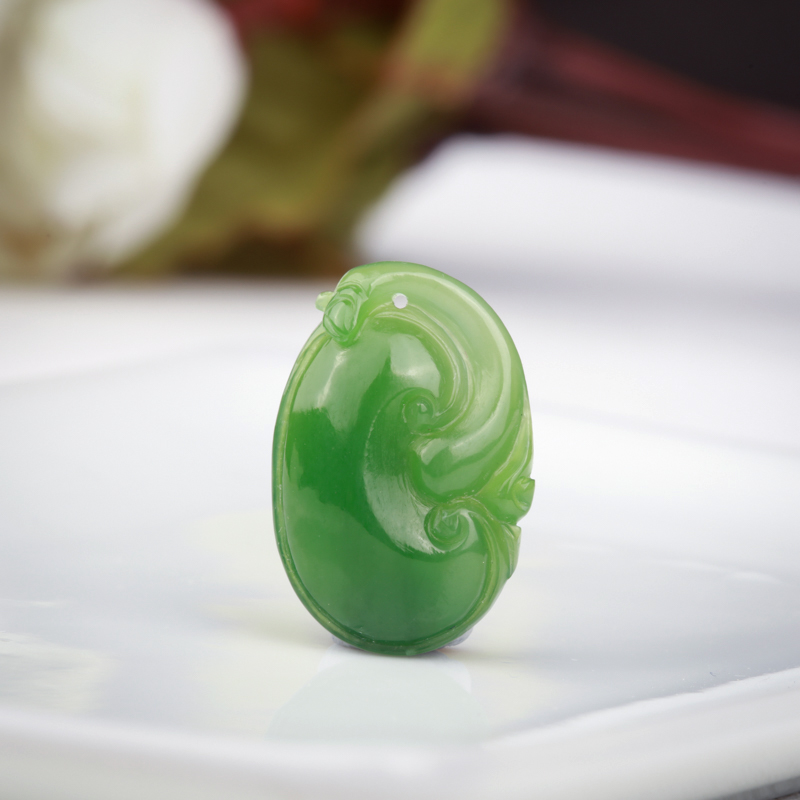 山料和田碧玉如意吊坠-红掌柜