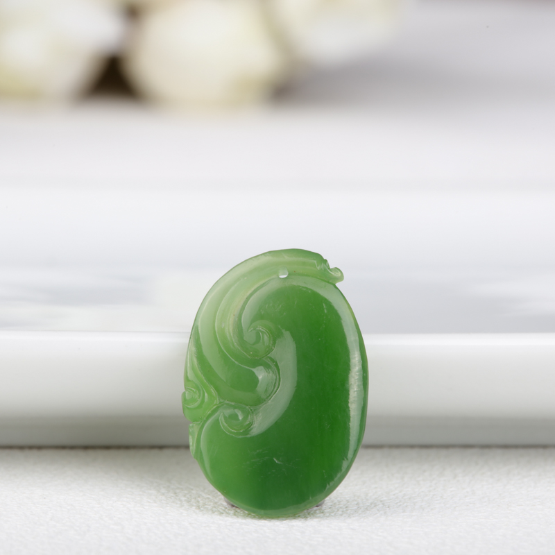 天然和田碧玉如意吊坠-红掌柜