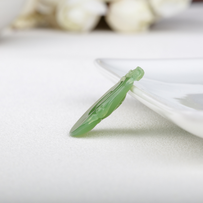 天然山料和田碧玉如意吊坠-红掌柜