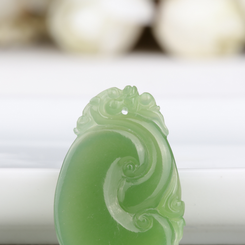 山料和田碧玉如意吊坠-红掌柜