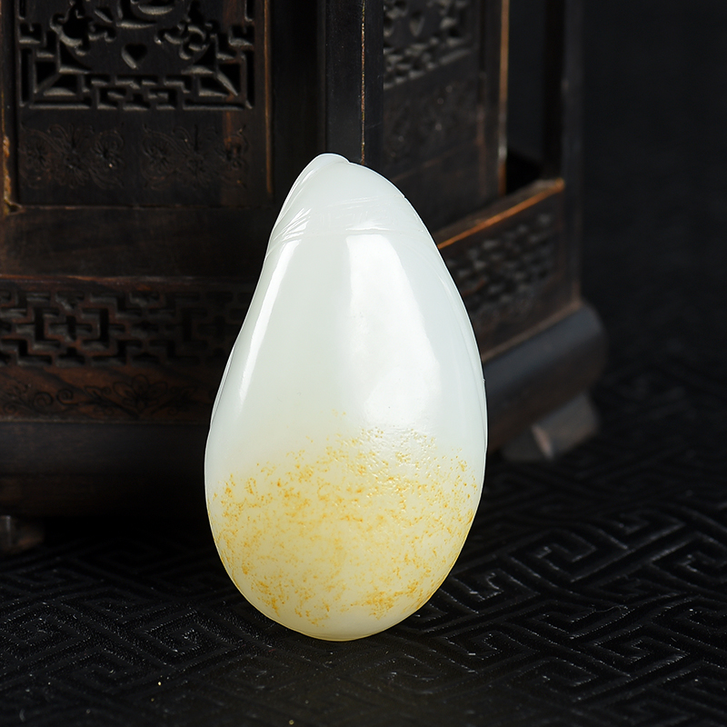 俄料天然和田白玉貔貅吊坠-红掌柜