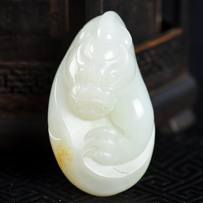 俄料天然籽料和田白玉吊坠-红掌柜