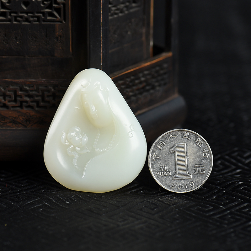 和田白玉观音吊坠-红掌柜