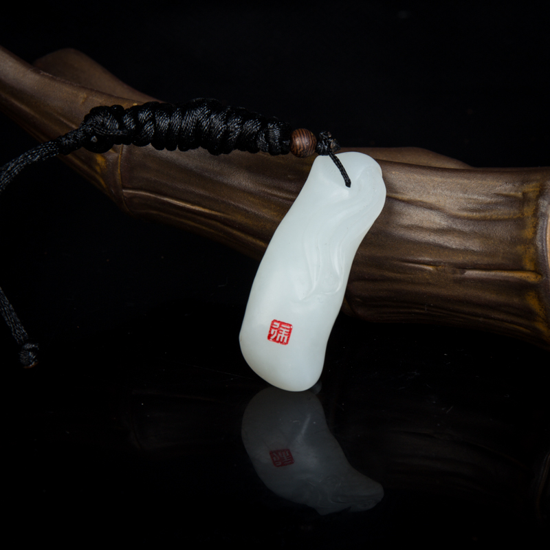 山料和田玉竹节吊坠-红掌柜