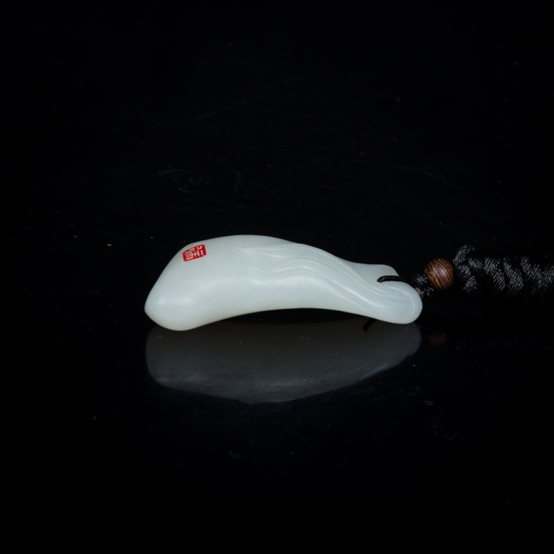 天然和田玉竹节吊坠-红掌柜