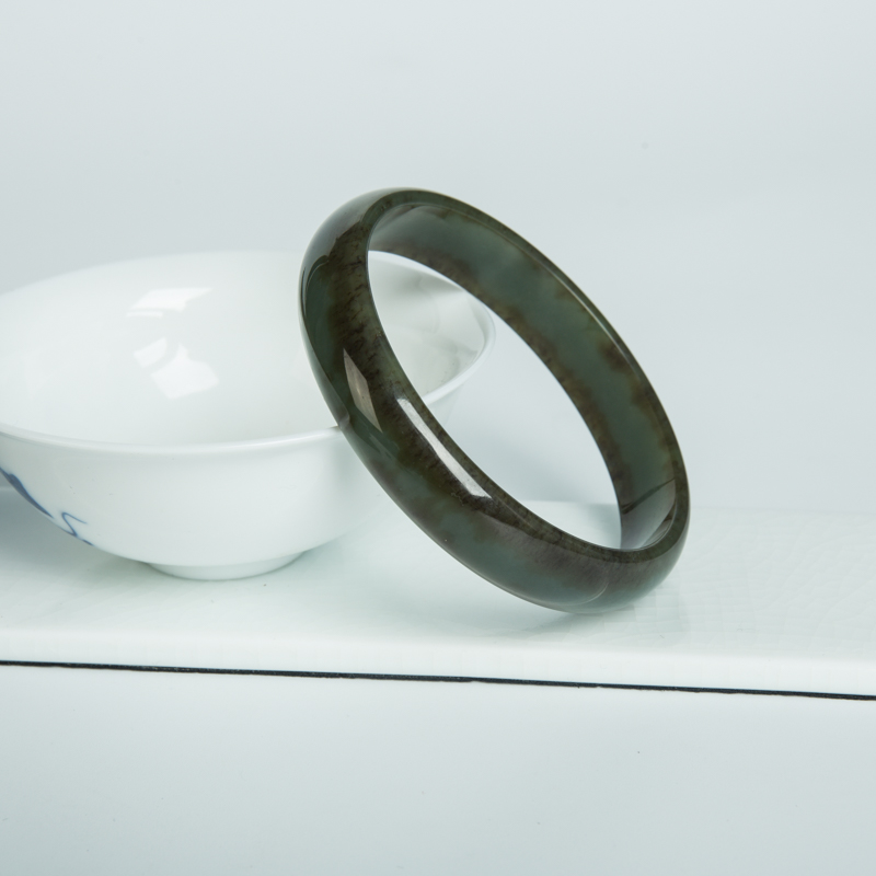 天然和田玉光面平安镯-红掌柜