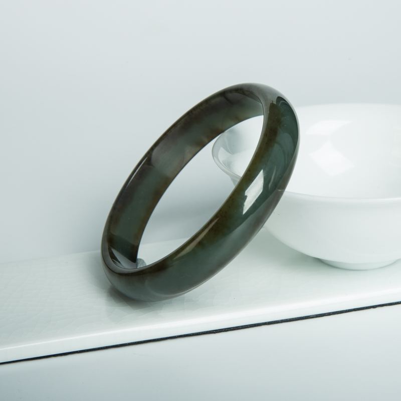 60.5mm山料俏色和田玉平安镯-红掌柜