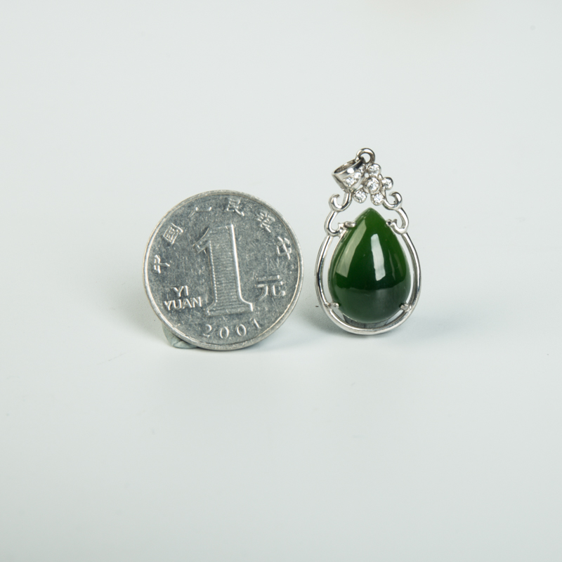 天然和田碧玉水滴吊坠-红掌柜