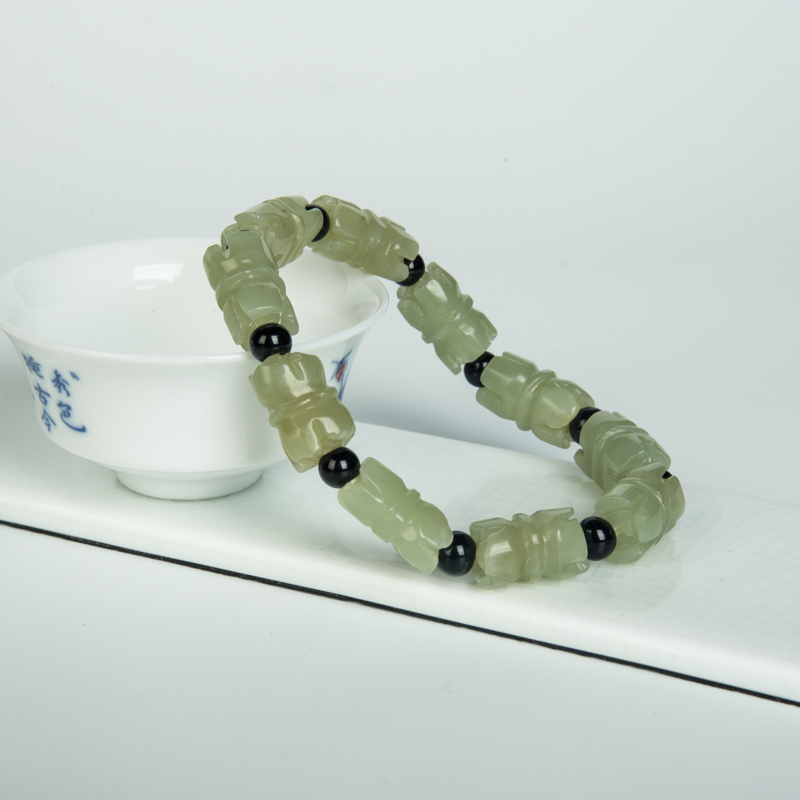 和田青白玉单圈手串-红掌柜