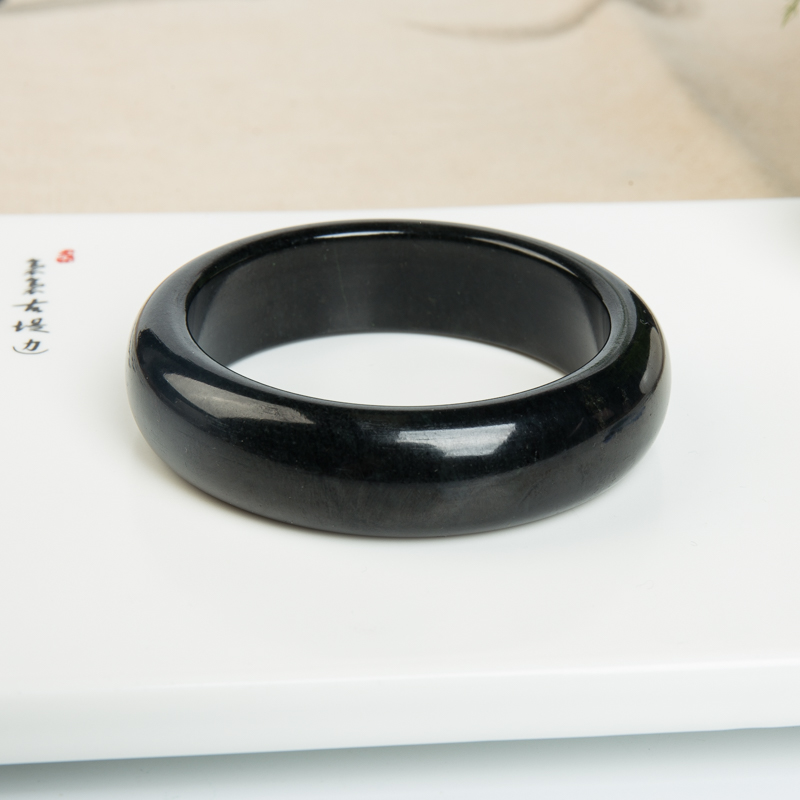 59mm和田黑青玉平安镯-红掌柜