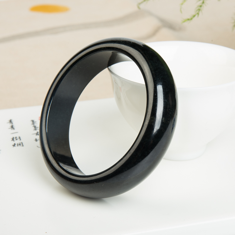 59mm山料和田玉平安镯-红掌柜