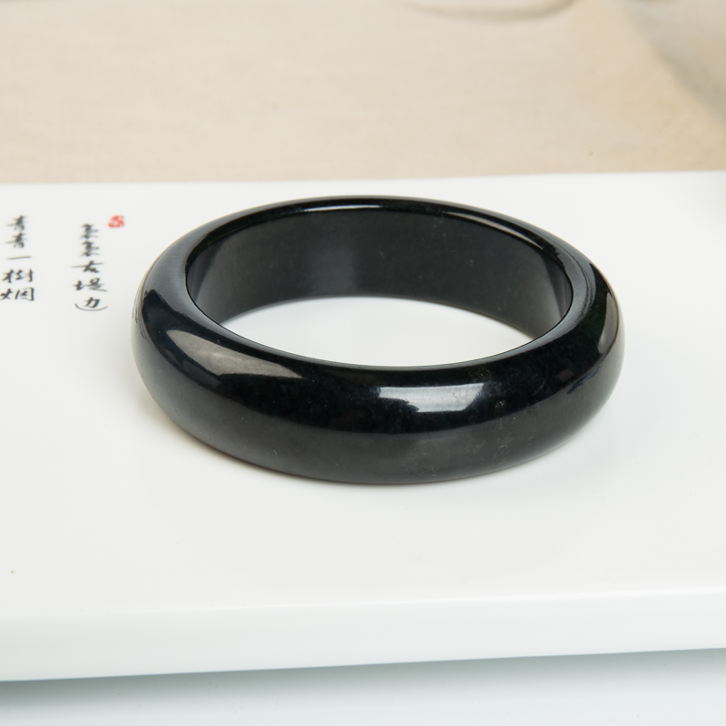 59mm和田黑青玉平安镯-红掌柜