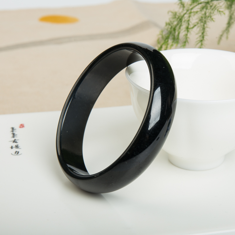 天然俄罗斯和田黑青玉平安镯-红掌柜