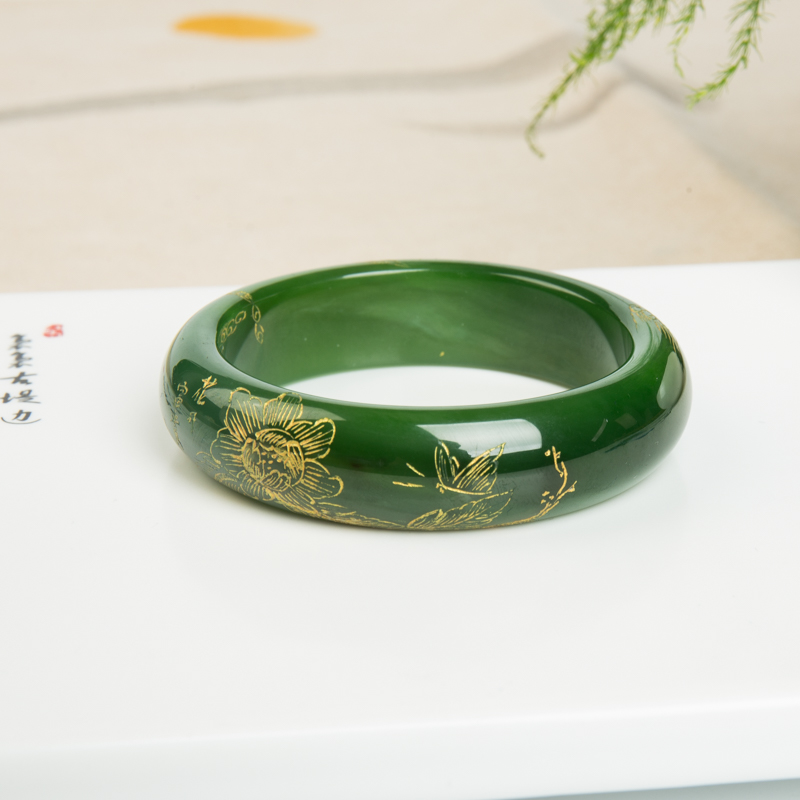 54mm山料和田碧玉平安手镯-红掌柜