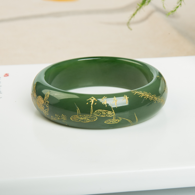 54mm山料和田玉平安镯-红掌柜