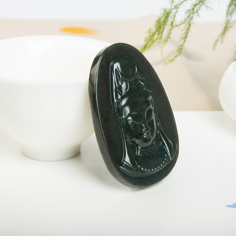 山料和田黑青玉吊坠-红掌柜