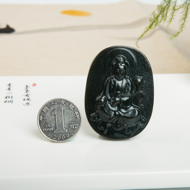 山料和田黑青玉大势至吊坠-红掌柜