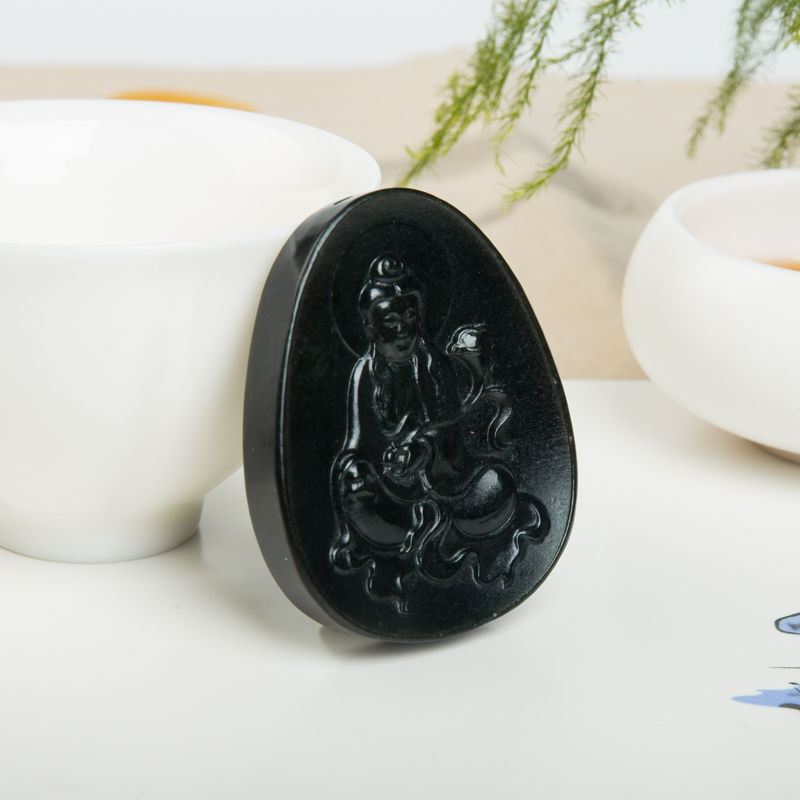 和田黑青玉大势至吊坠-红掌柜