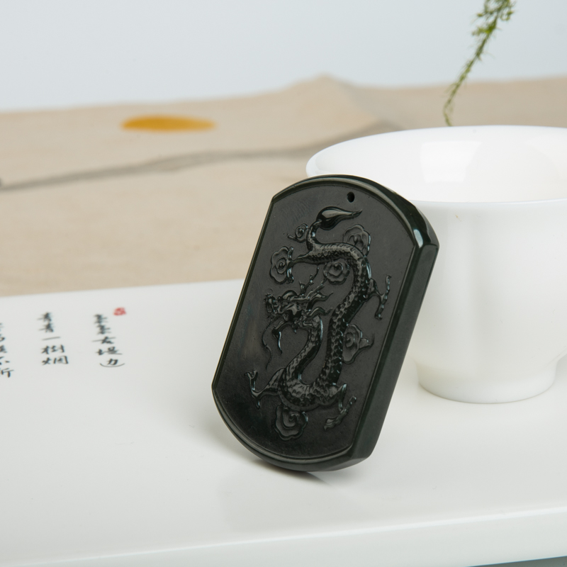 俄罗斯和田青玉辰龙吊坠-红掌柜