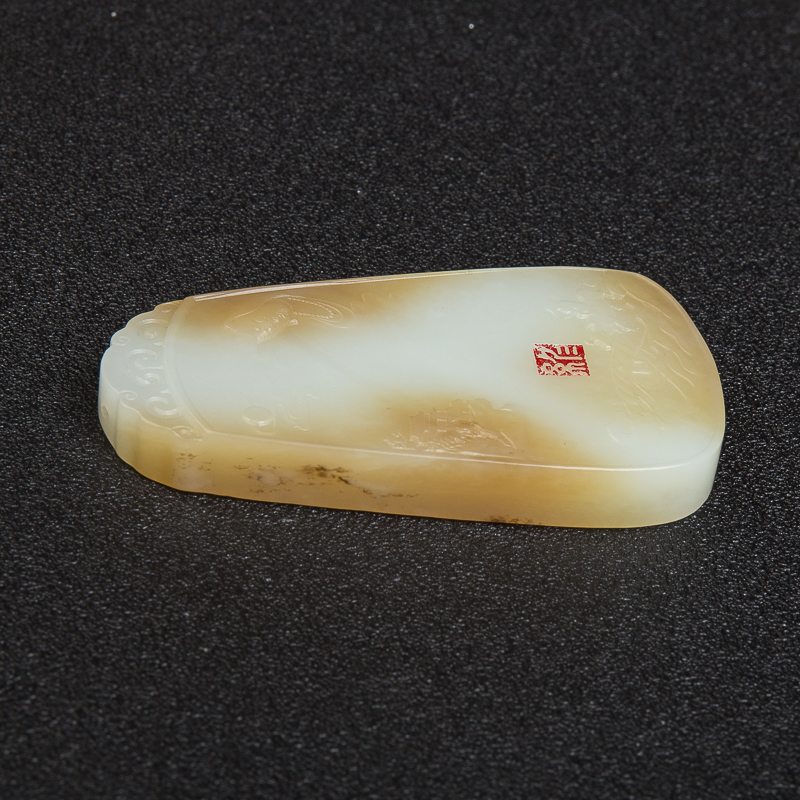 天然俏色和田玉普度众生吊坠-红掌柜