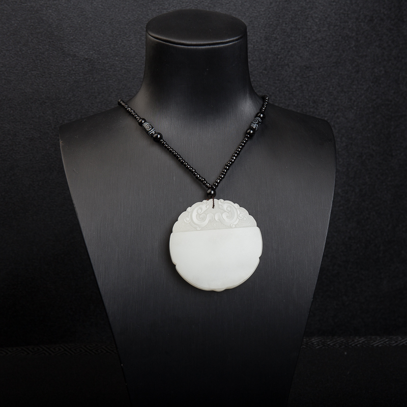 山料和田白玉双龙戏珠吊坠-红掌柜